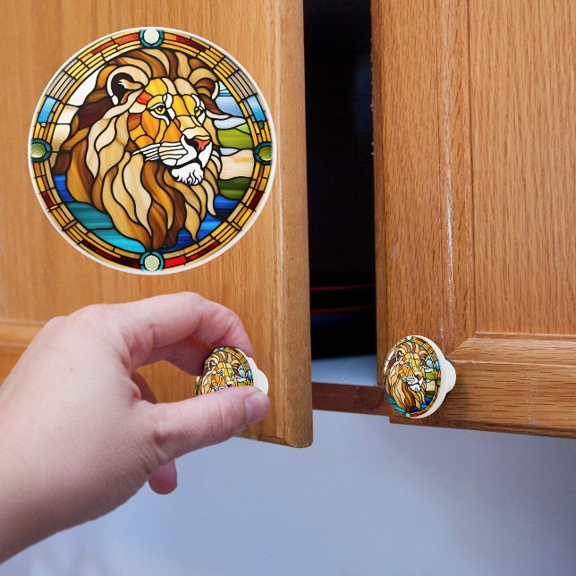 Faux Stained Glass Lion Ceramic Knob (Creator Uploaded)