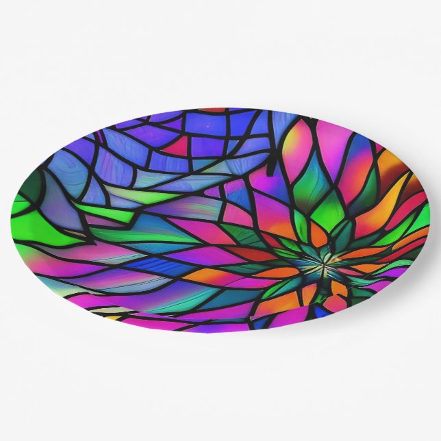 Faux Stained Glass Paper Plate (Angled)