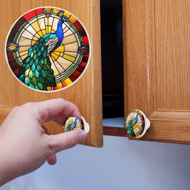 Faux Stained Glass Peacock Ceramic Knob (Creator Uploaded)