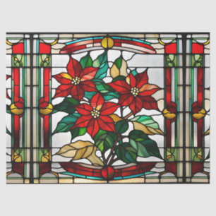 Faux Stained Glass Poinsettia for Decoupage Craft  Tissue Paper