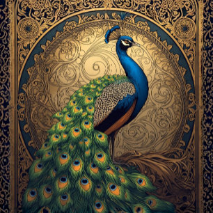 Faux Stained Glass Royal Majestic Peacock R Facing Tissue Paper