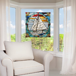  Faux Stained Glass Sailboat 
