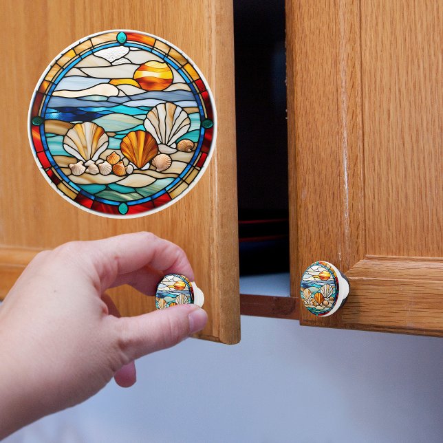 Faux Stained Glass Sea Shells Ceramic Knob (Creator Uploaded)