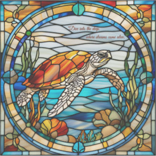 Faux Stained Glass Sea Turtle Sticker
