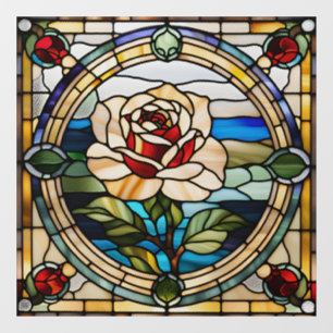 Faux Stained Glass Single Pink Rose