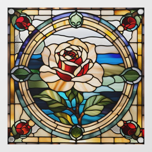 Faux Stained Glass Single Pink Rose (Sheet)