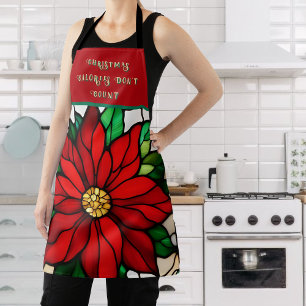 Faux Stained Glass Single Poinsettia  Apron