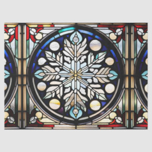 Faux Stained Glass Snowflake for Decoupage Craft  Tissue Paper