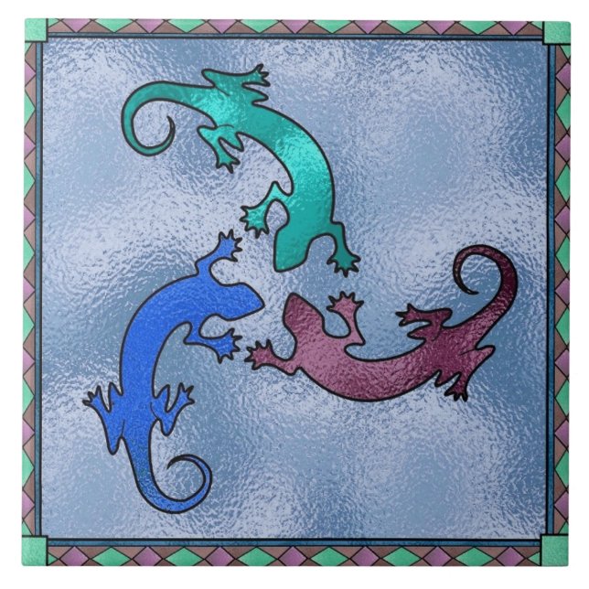 Faux stained glass Southwestern decor Tile (Front)