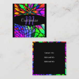 Faux Stained Glass Square Business Card