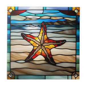 Faux Stained Glass Starfish Tile