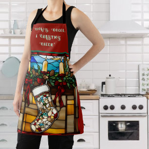 Faux Stained Glass Stocking Christmas Apron
