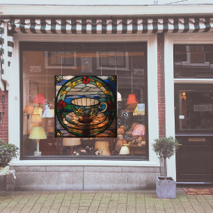 Faux Stained-Glass Tea Cup & Saucer 