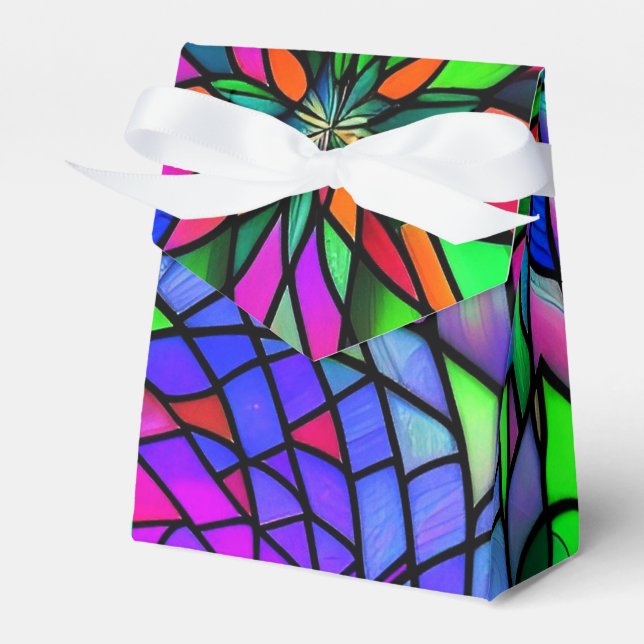 Faux Stained Glass Tent   Favour Box (Front Side)