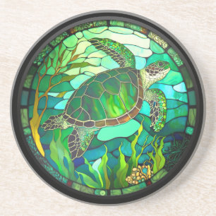 Faux Stained Glass Turtle Coaster