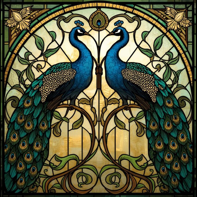 Faux Stained Glass Twin Mirrored Peacocks Tissue Paper (Creator Uploaded)