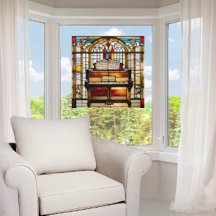 Faux Stained Glass Upright Piano