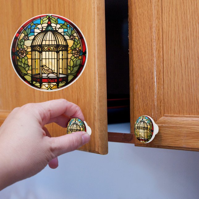 Faux Stained Glass Victorian Bird Cage Ceramic Knob (Creator Uploaded)