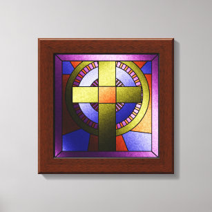 Faux Stained Glass Window Easter Canvas Wall Art