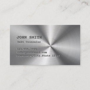 Faux Stainless Steel Debt Counsellor Business Card