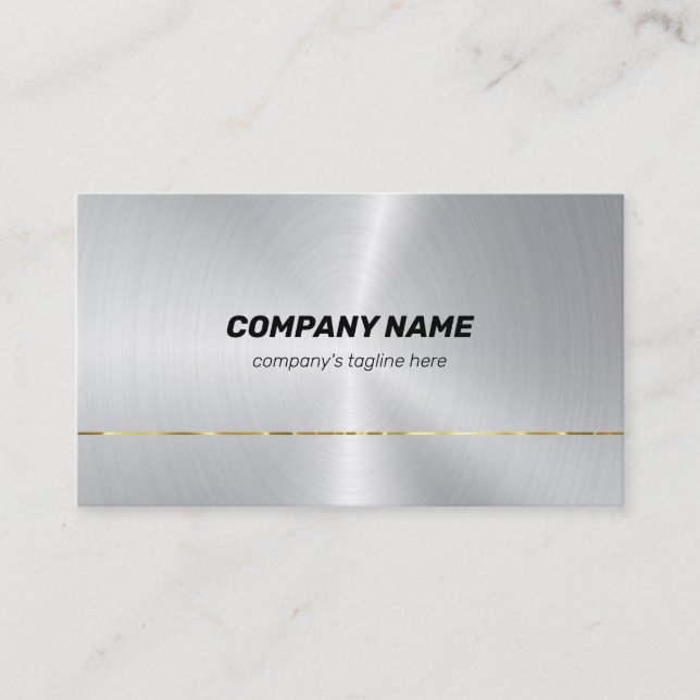Faux stainless steel gold accent business card (Front)