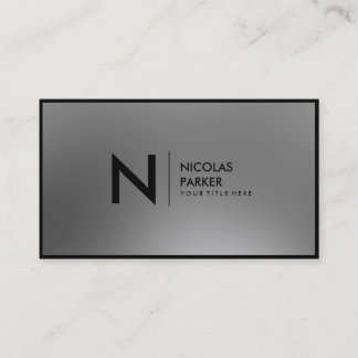 Faux Stainless Steel Inox Metal Monogram Framed Business Card