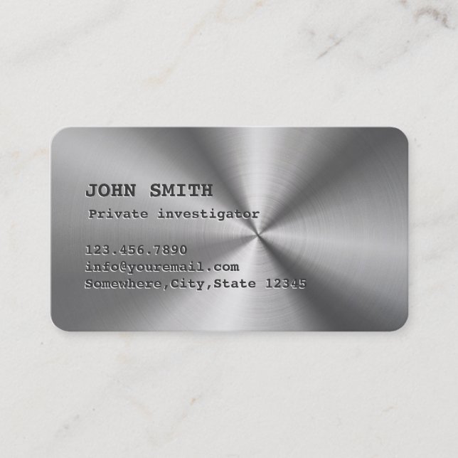Faux Stainless Steel Investigator Business Card (Front)