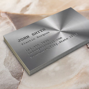 Faux Stainless Steel Plastic Surgeon Business Card