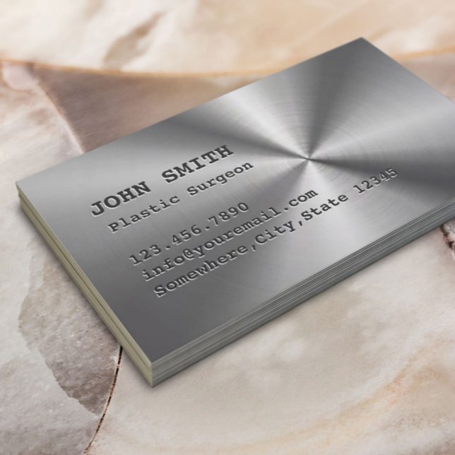 Faux Stainless Steel Plastic Surgeon Business Card (Creator Uploaded)