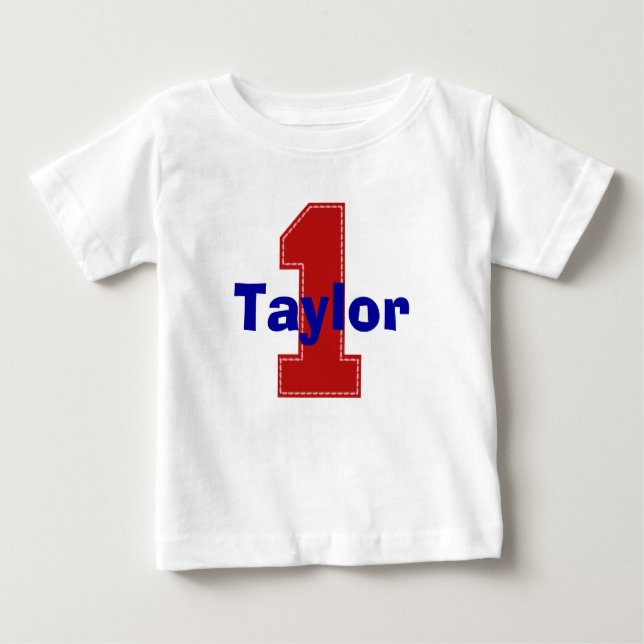Faux Stitch First Birthday Shirt (Front)