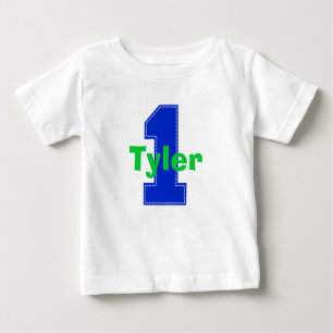 Faux Stitch First Birthday Shirt Blue