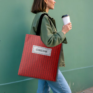 Faux Sweater Knit Custom Name & Quote Tote Bag
