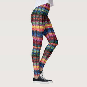 Faux Sweater Leggings - multi-colour stripes