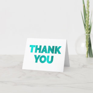 Faux Teal and Turquoise Foil Thank You Card