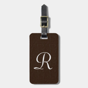 Faux Texture Brown Burlap Monogram Bag Luggage Tag