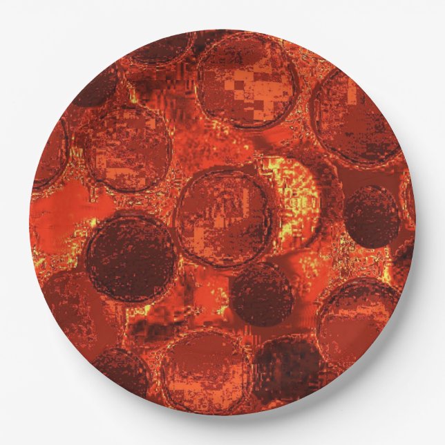 Faux Textured Circle Paper Plate-Burnt orange Plate (Front)