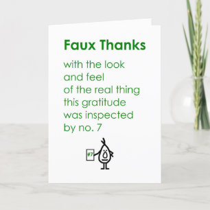 Faux Thanks A Funny Thank You Poem Card