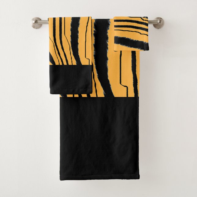 Faux Tiger Print Exotic  Bath Towel Set (Insitu)
