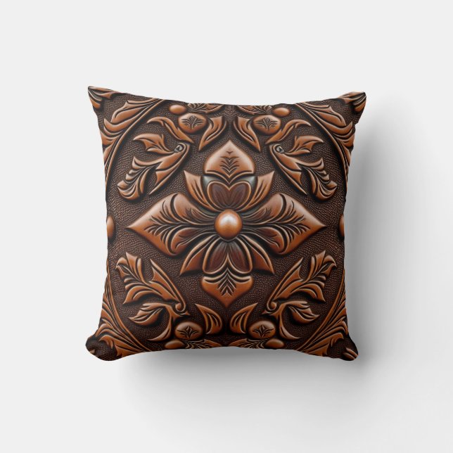 Faux Tooled Leather Cushion (Front)