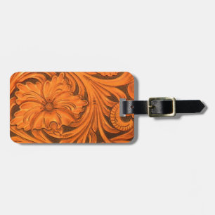 Faux Tooled Leather Horse Saddle Luggage Tag