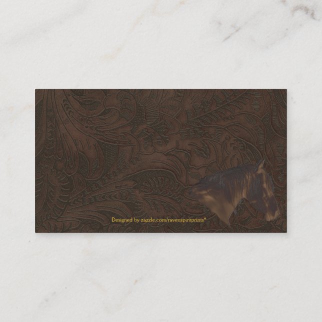 Faux Tooled Leather Wrangler style XII Business Card (Back)