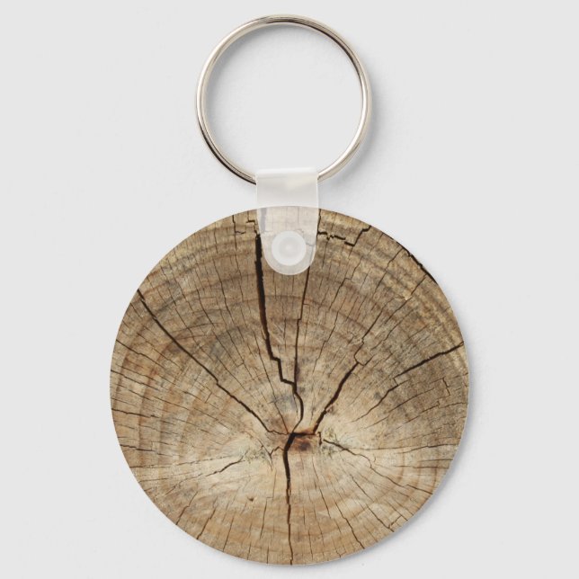 Faux Tree Rings Background Key Ring (Front)