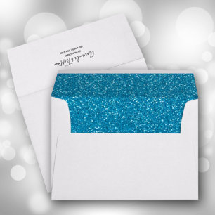 Faux Turquoise Glitter 5 x 7 Envelope