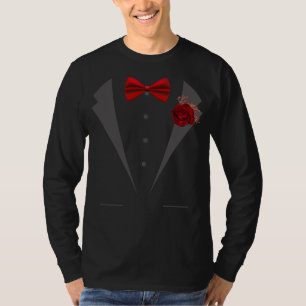 Faux Tuxedo Suit with Red Bow Tie T-Shirt