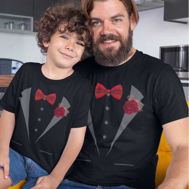 Faux Tuxedo Suit with Red Bow Tie T-Shirt (Creator Uploaded)