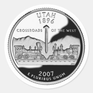 Faux Utah State Quarter Classic Round Sticker