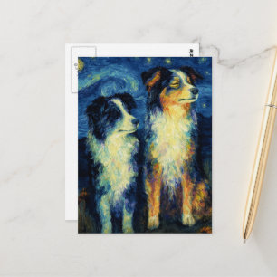 Faux Van Gogh Austrailian Shepherds Postcard