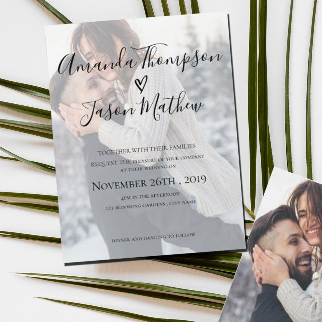 Faux Vellum Effect 2-Sided Photo Wedding Invitation (Creator Uploaded)