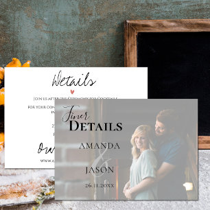 Faux Vellum Effect Photo Modern Wedding Details Enclosure Card