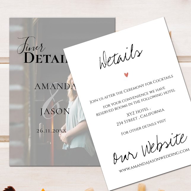 Faux Vellum Effect Photo Modern Wedding Details Enclosure Card (Faux Vellum Effect Photo Modern Wedding Details Enclosure Card)